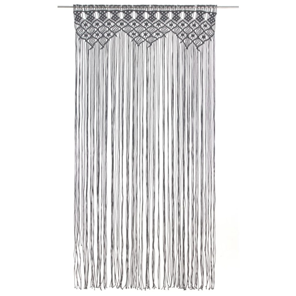 Cortina de macramé algodón gris antracita 140x240
