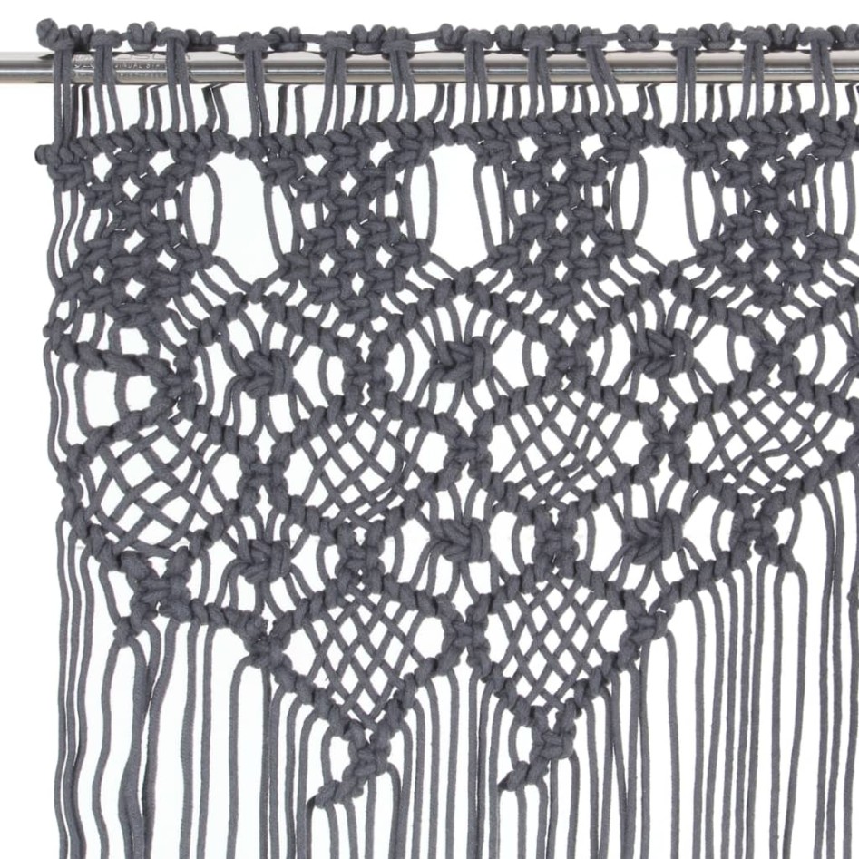 Cortina de macramé algodón gris antracita 140x240