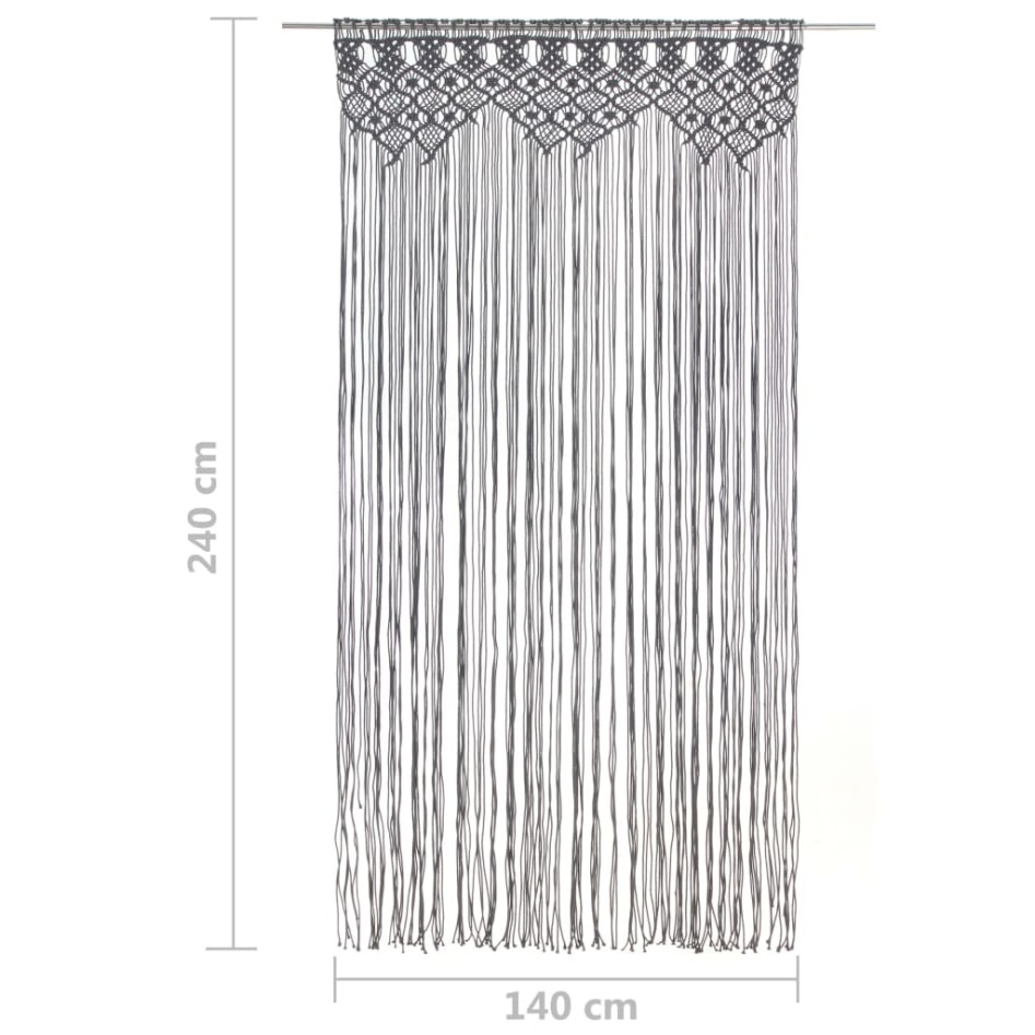 Cortina de macramé algodón gris antracita 140x240