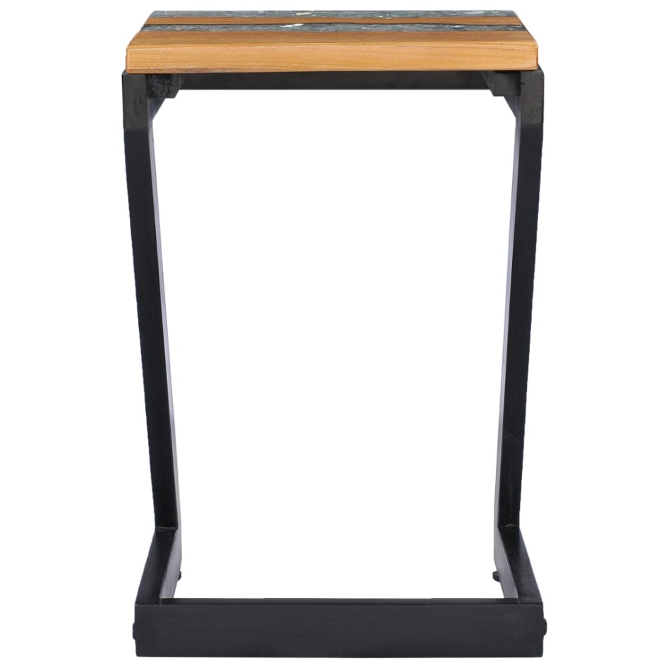 Mesa de centro madera maciza de teca y poliresina 30x30x50