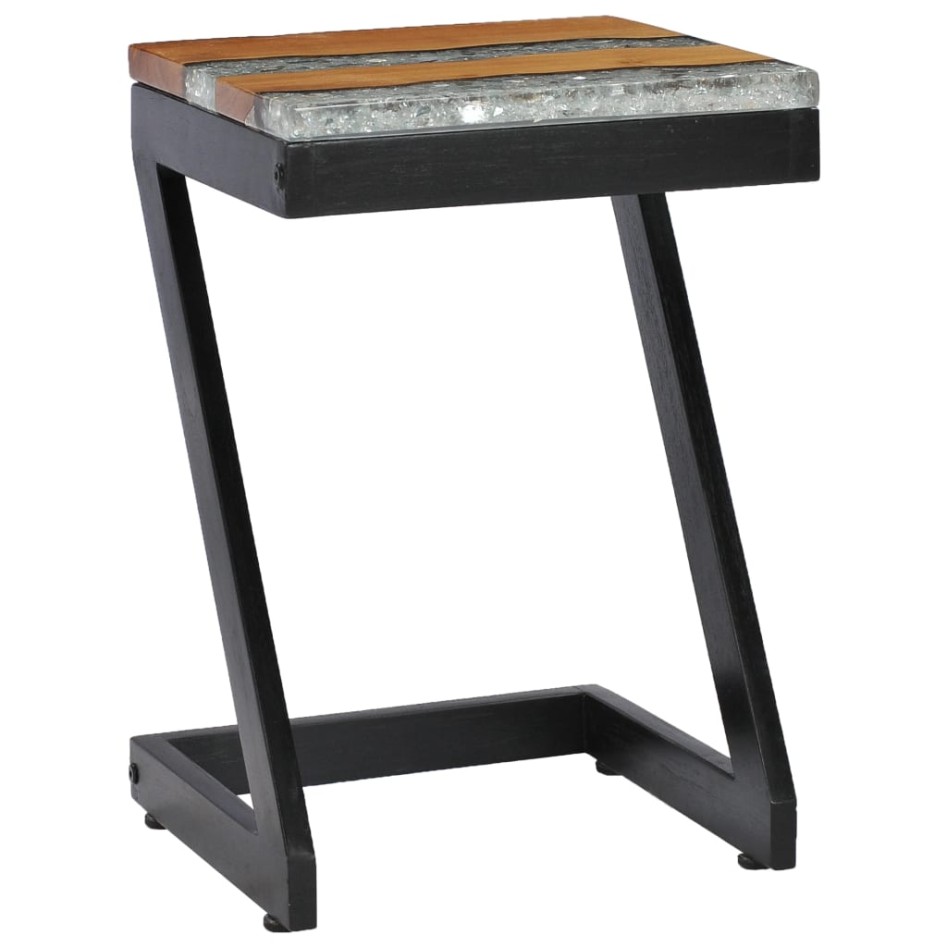 Mesa de centro madera maciza de teca y poliresina 30x30x50