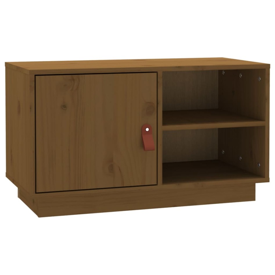 Mueble de TV madera maciza de pino marrón miel 70x34x40