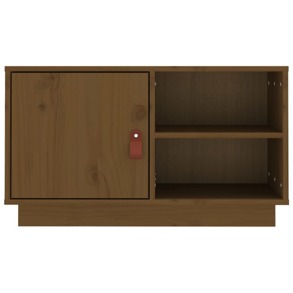 Mueble de TV madera maciza de pino marrón miel 70x34x40