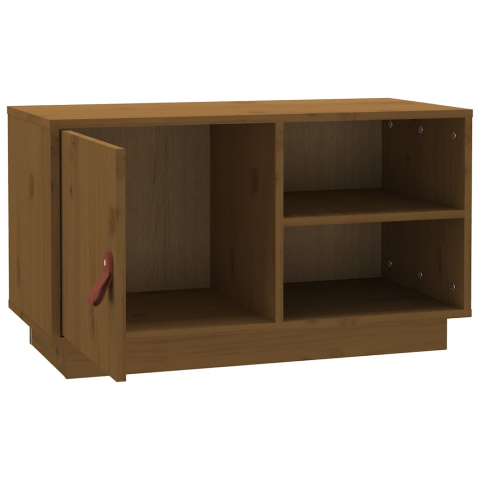 Mueble de TV madera maciza de pino marrón miel 70x34x40