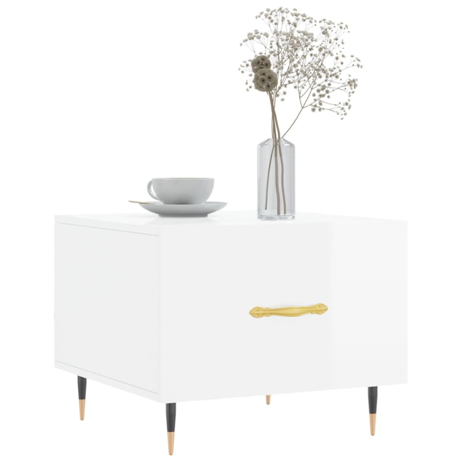 Mesa de centro 2 uds madera ingeniería blanco brillo