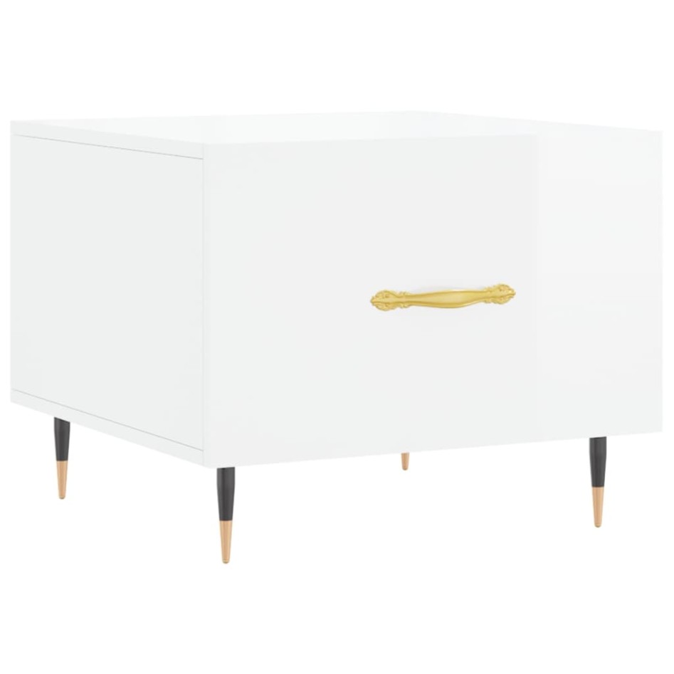 Mesa de centro 2 uds madera ingeniería blanco brillo