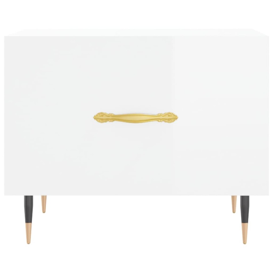 Mesa de centro 2 uds madera ingeniería blanco brillo