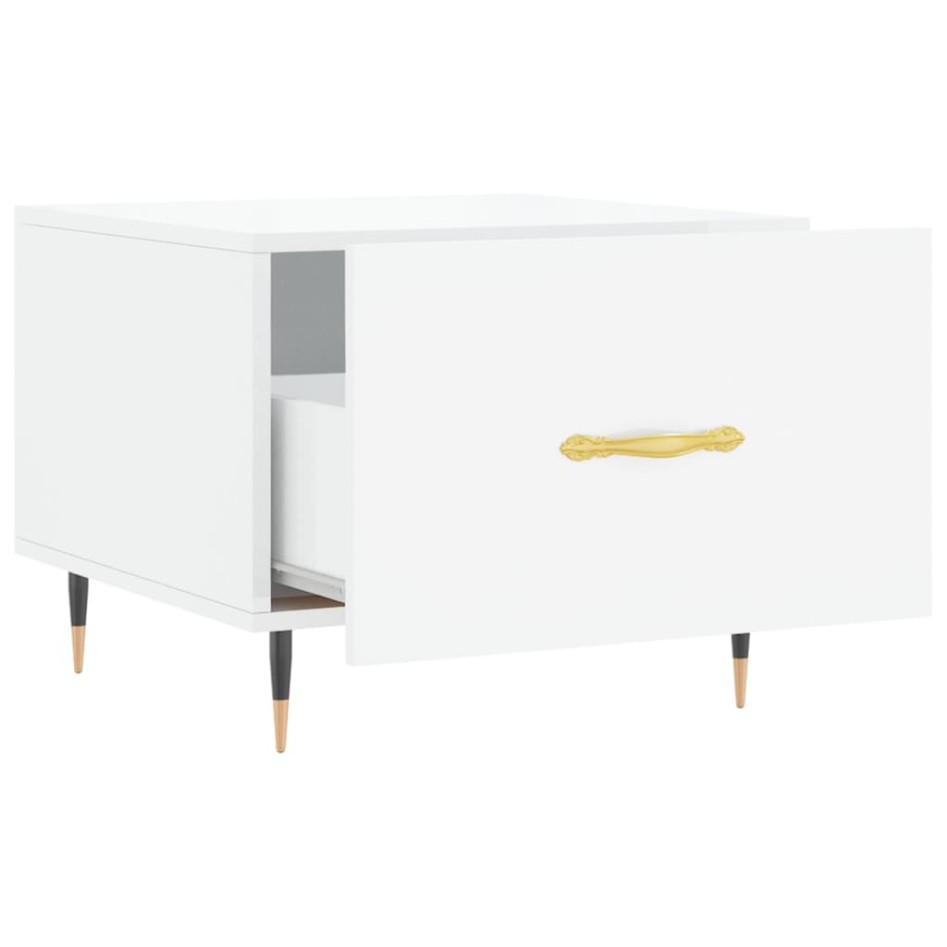 Mesa de centro 2 uds madera ingeniería blanco brillo