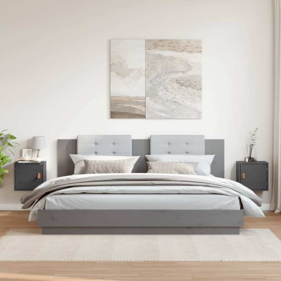 Armarios de pared 2 uds madera maciza pino gris 31,5x30x30