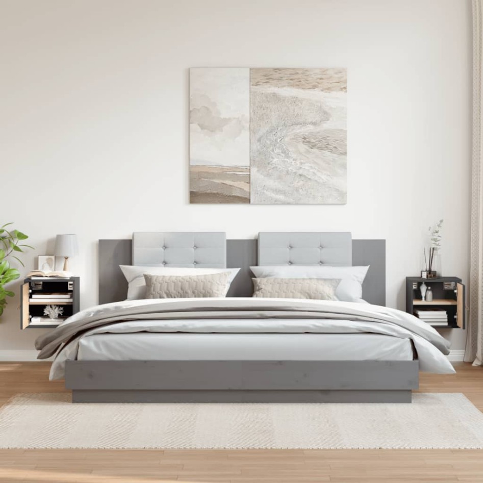 Armarios de pared 2 uds madera maciza pino gris 31,5x30x30