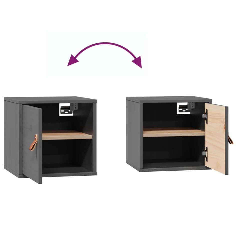 Armarios de pared 2 uds madera maciza pino gris 31,5x30x30