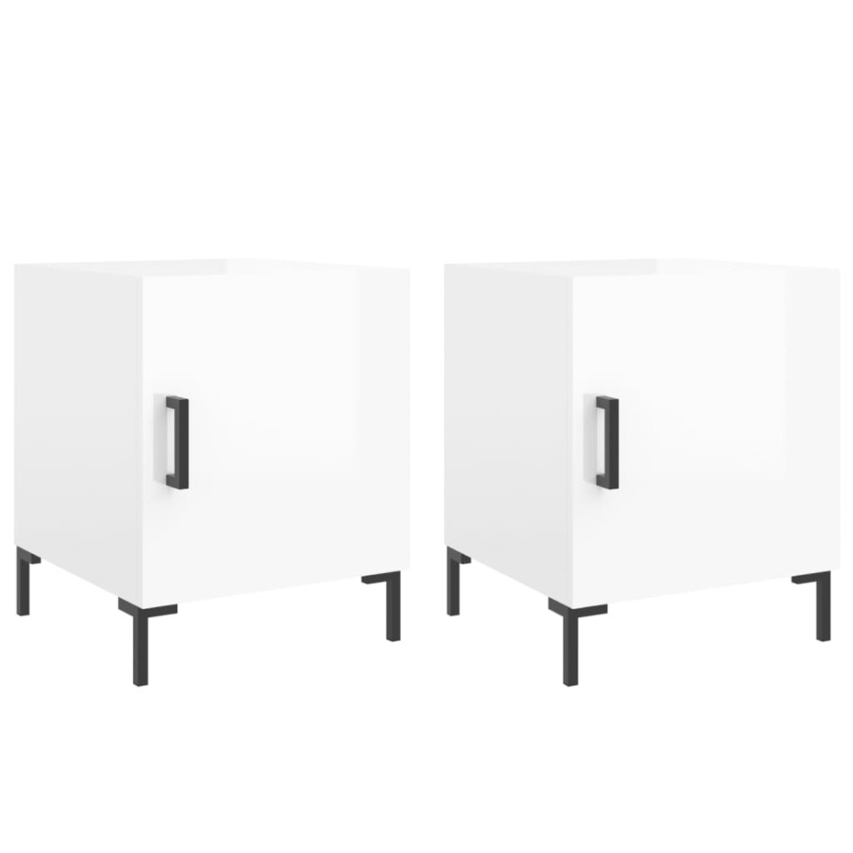 Mesitas noche 2 uds madera ingeniería blanco brillo 40x40x50