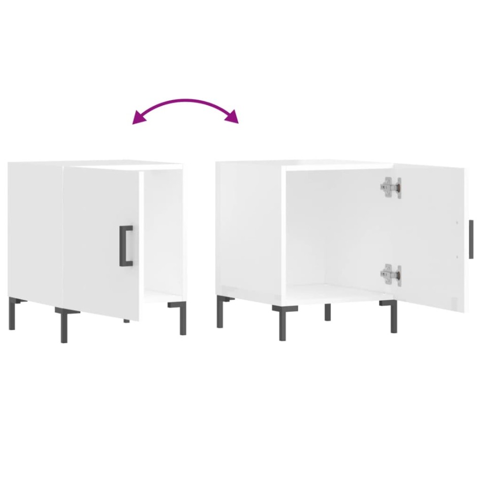 Mesitas noche 2 uds madera ingeniería blanco brillo 40x40x50