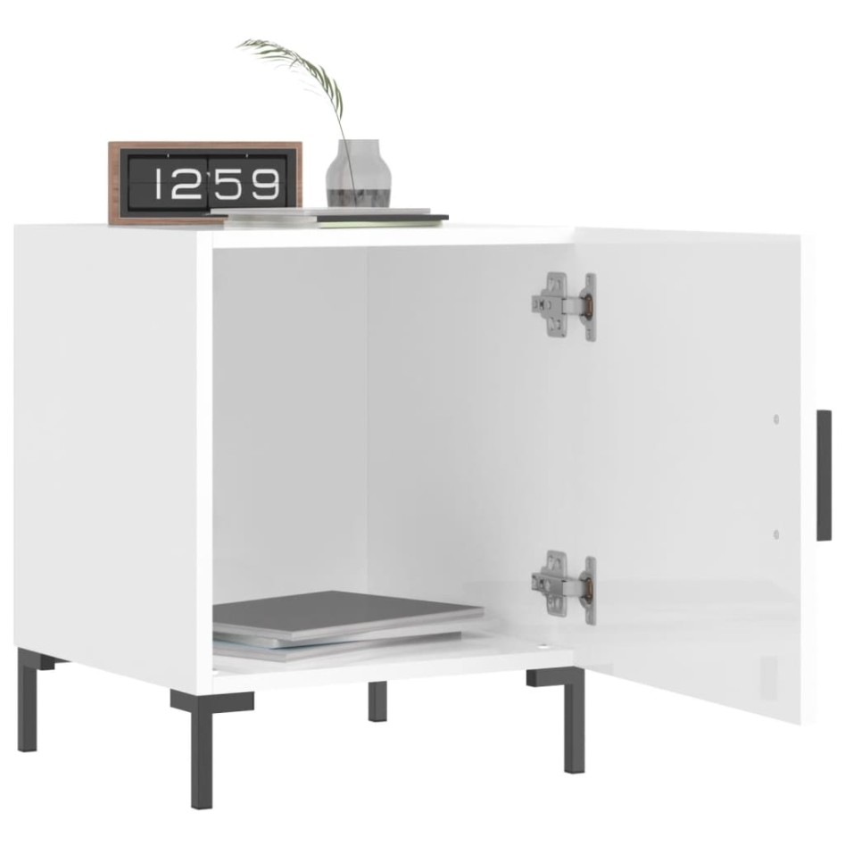 Mesitas noche 2 uds madera ingeniería blanco brillo 40x40x50