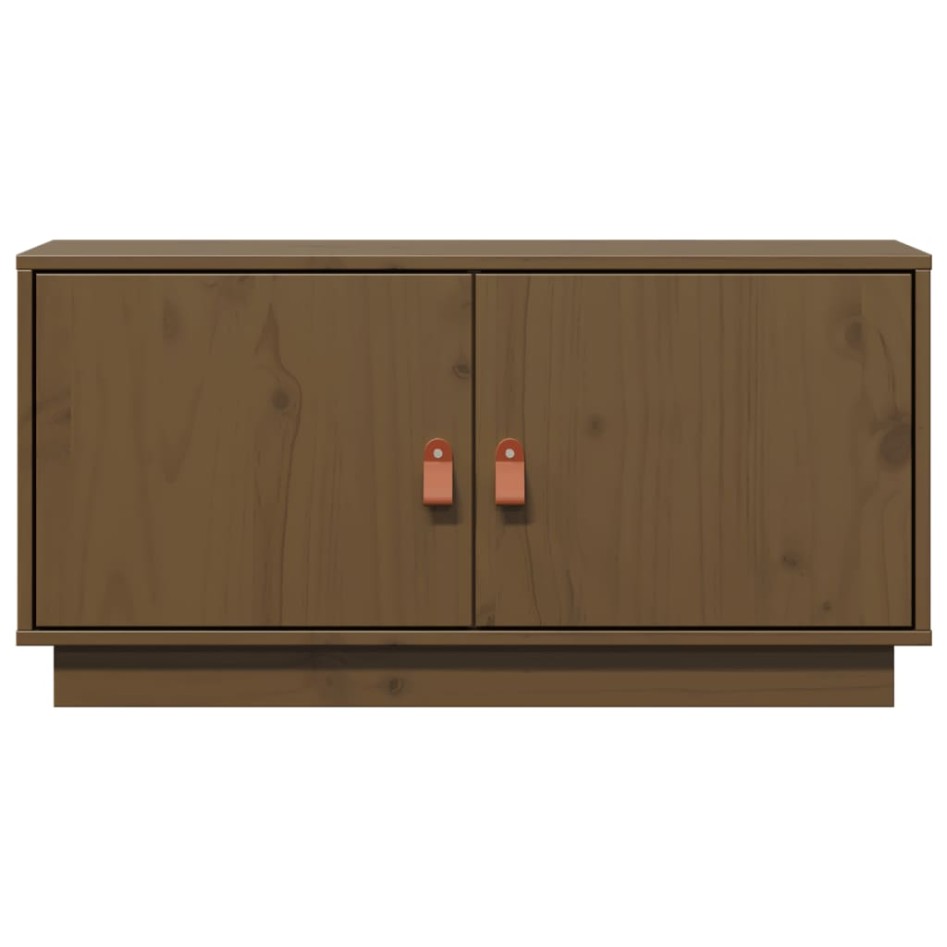 Mueble de TV madera maciza de pino marrón miel 80x34x40