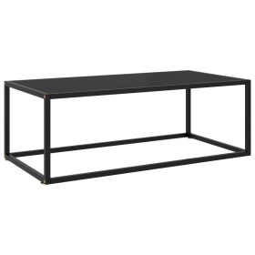 Mesa de centro negra con vidrio negro 100x50x35