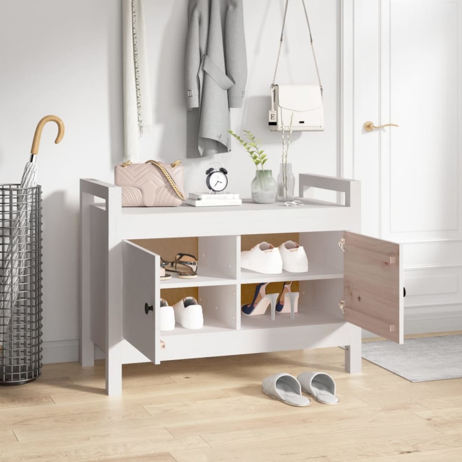 Banco de recibidor madera maciza de pino blanco 80x40x60