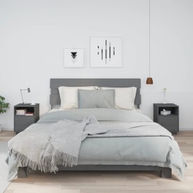 Mesitas de noche 2 uds madera maciza de pino gris 40x34x55