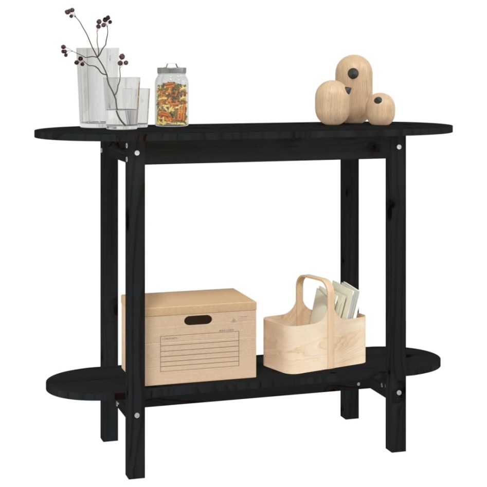 Mesa consola madera maciza de pino negro 110x40x80
