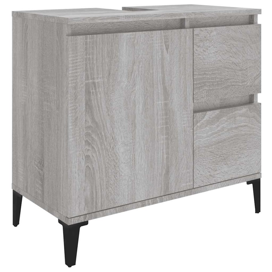 Armario de baño madera contrachapada gris Sonoma 65x33x60
