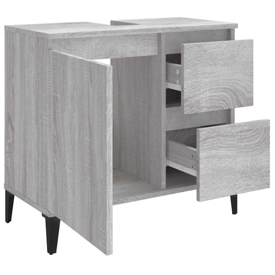 Armario de baño madera contrachapada gris Sonoma 65x33x60