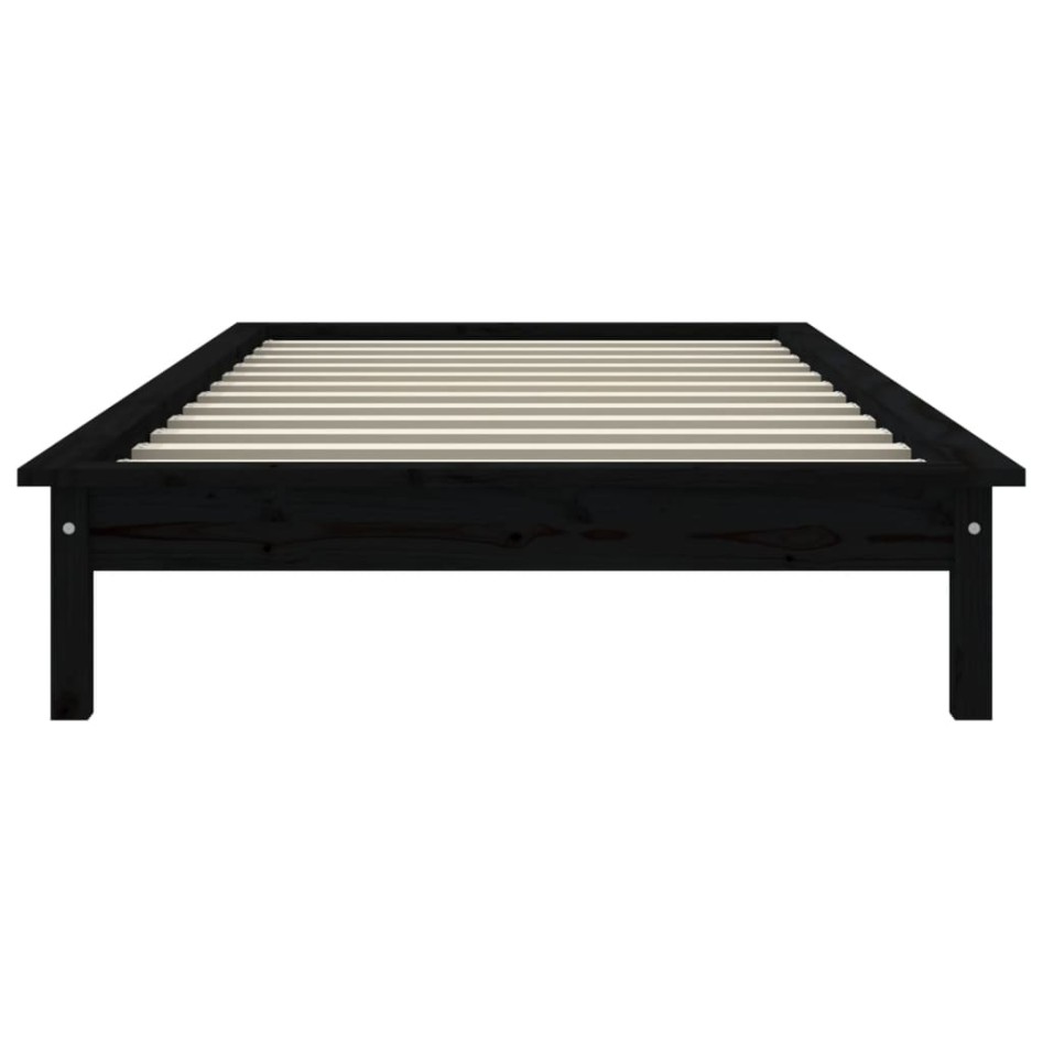 Estructura de cama madera maciza de pino negra 90x200
