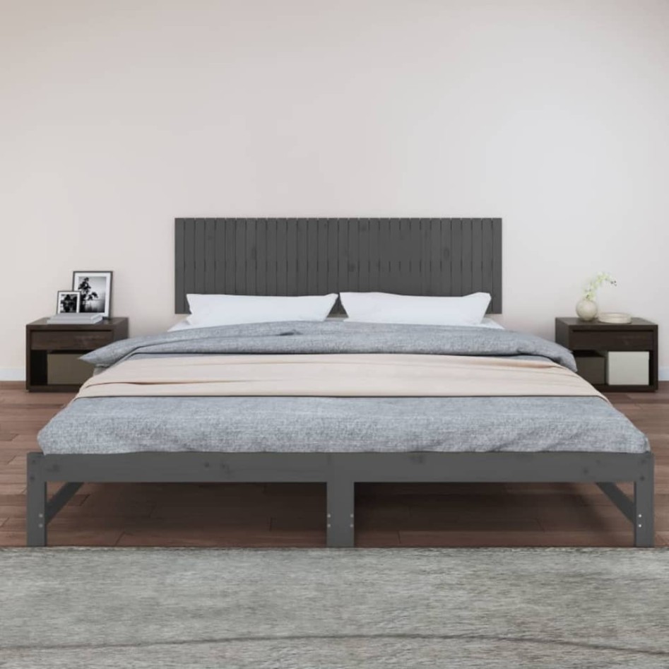 Cabecero de cama de pared madera maciza pino gris 204x3x60