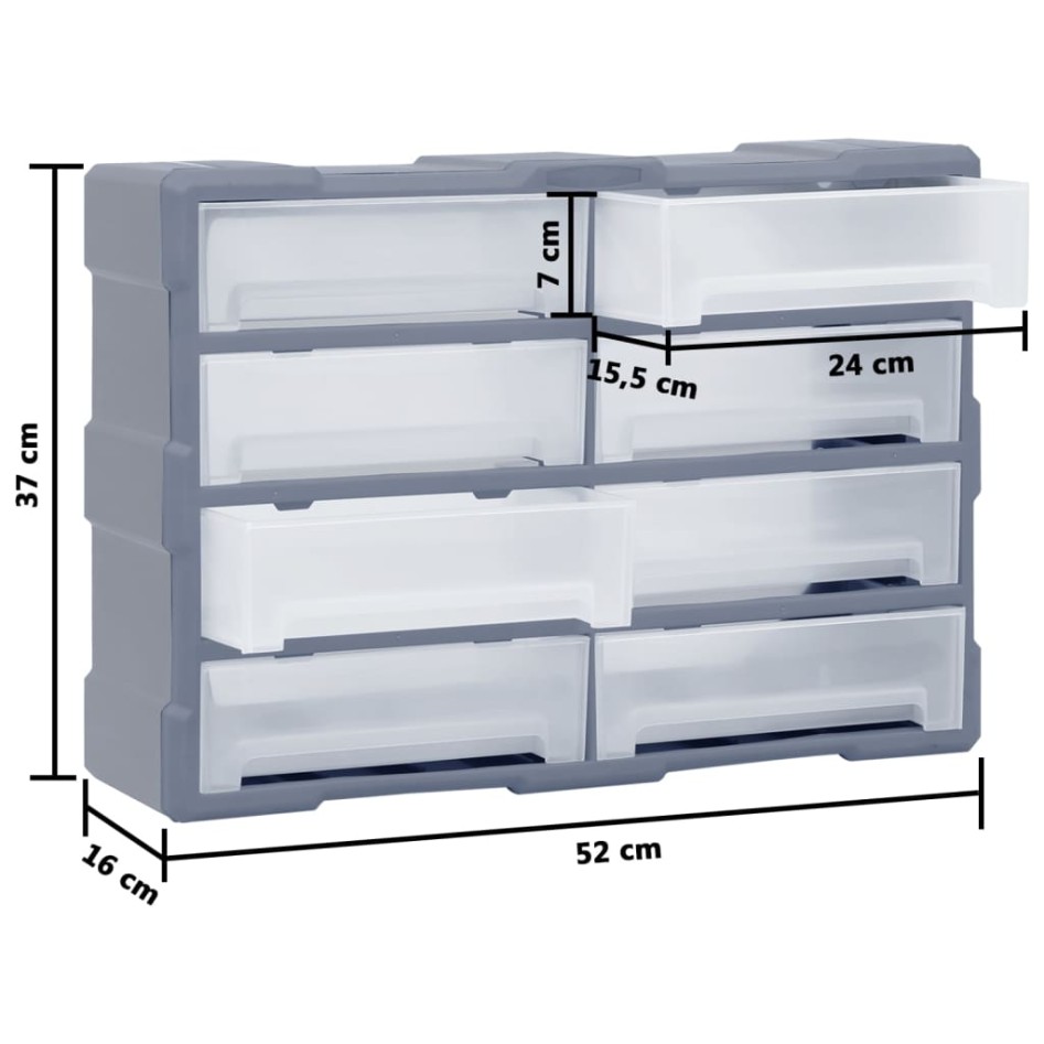 Organizador multicajones con 8 cajones grandes 52x16x37