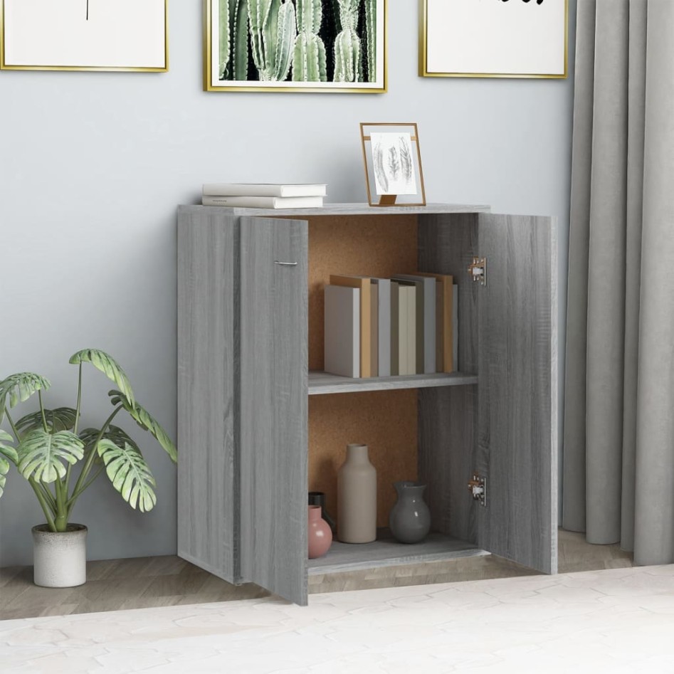 Aparador de madera contrachapada gris Sonoma 60x30x75