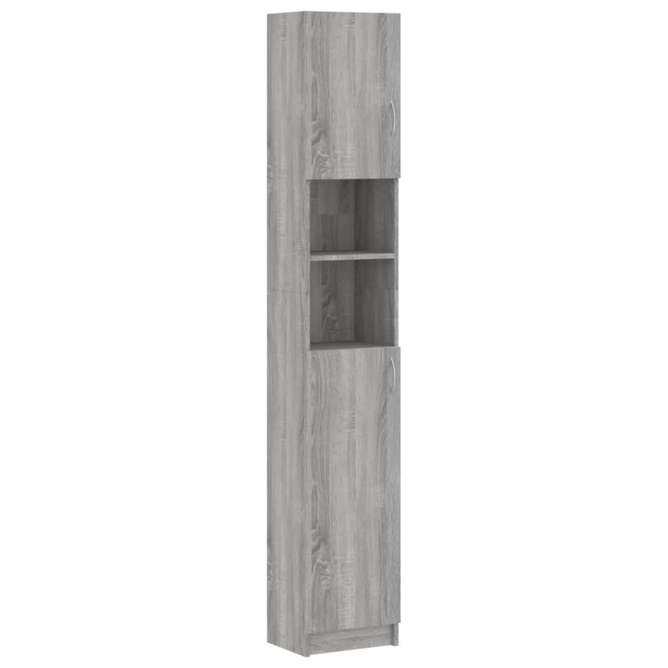 Armario de baño madera de ingeniería gris Sonoma 32x25,5x190