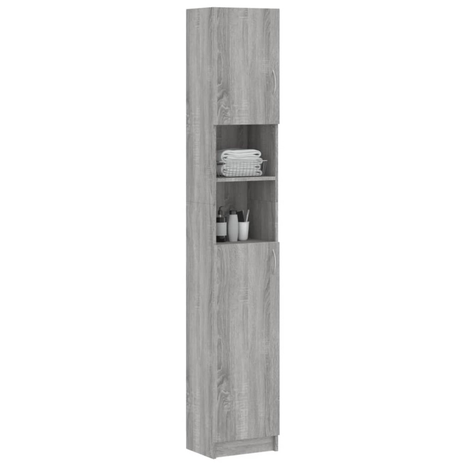 Armario de baño madera de ingeniería gris Sonoma 32x25,5x190