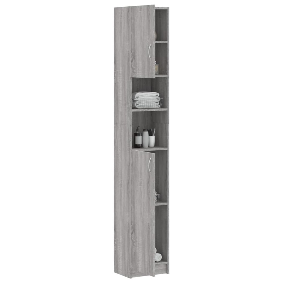 Armario de baño madera de ingeniería gris Sonoma 32x25,5x190