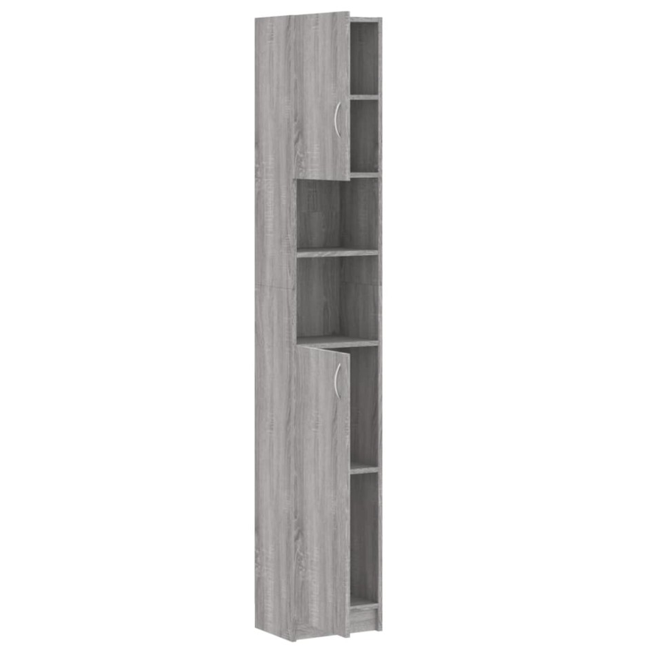 Armario de baño madera de ingeniería gris Sonoma 32x25,5x190