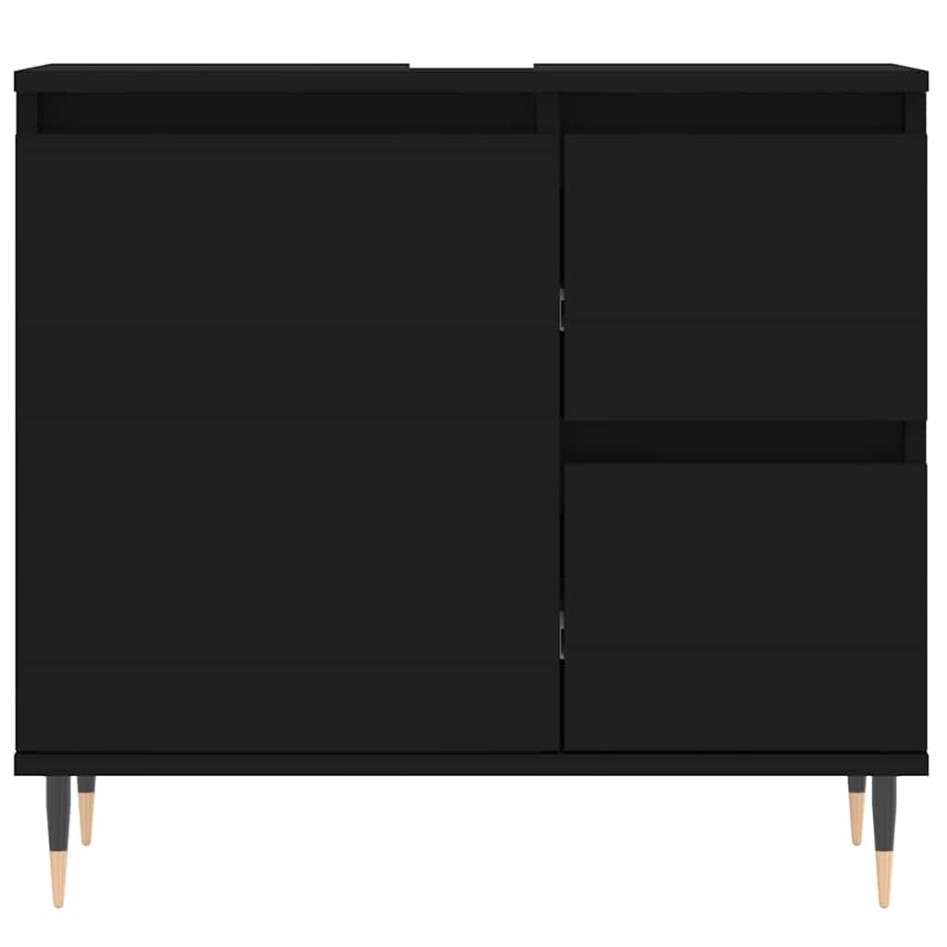 Armario de baño madera contrachapada negro 65x33x60