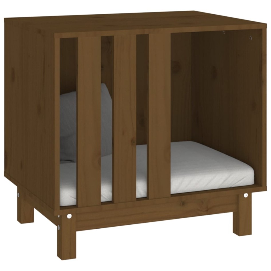 Cama para perros madera maciza pino marrón miel 60x45x57
