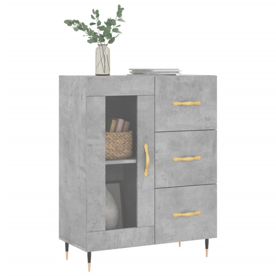 Aparador de madera de ingeniería gris hormigón 69,5x34x90