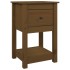 Mesita de noche madera maciza de pino marrón miel 40x35x61,5