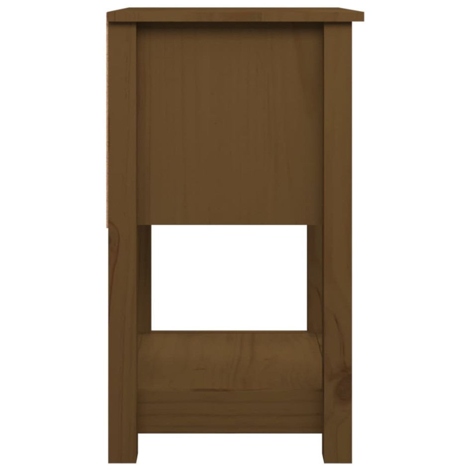 Mesita de noche madera maciza de pino marrón miel 40x35x61,5