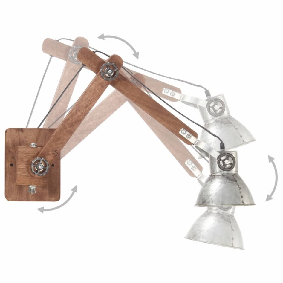 Lámpara de pared redonda estilo industrial plateada