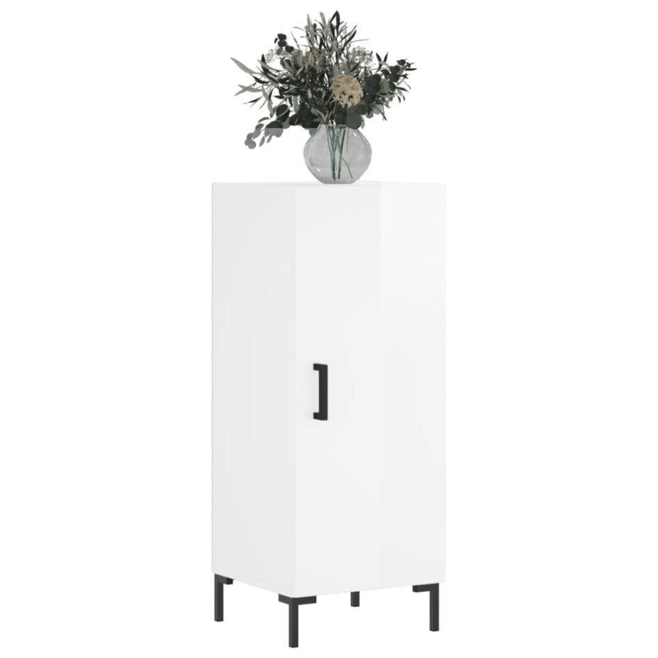 Aparador de madera contrachapada blanco brillante 34,5x34x90