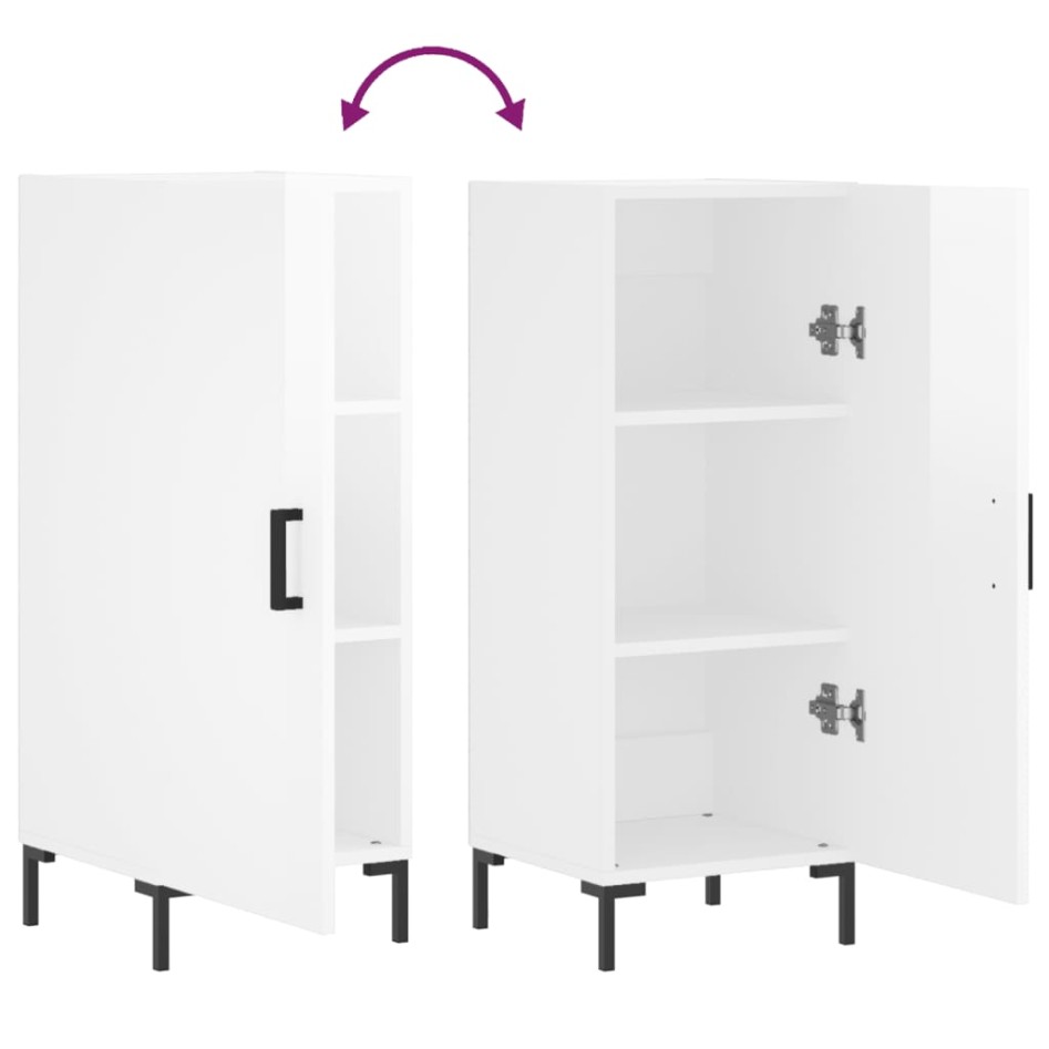 Aparador de madera contrachapada blanco brillante 34,5x34x90