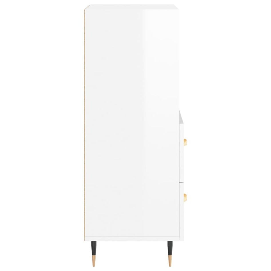 Aparador de madera contrachapada blanco brillante 34,5x34x90