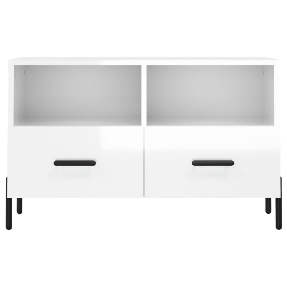 Mueble de TV madera contrachapada blanco brillo 80x36x50