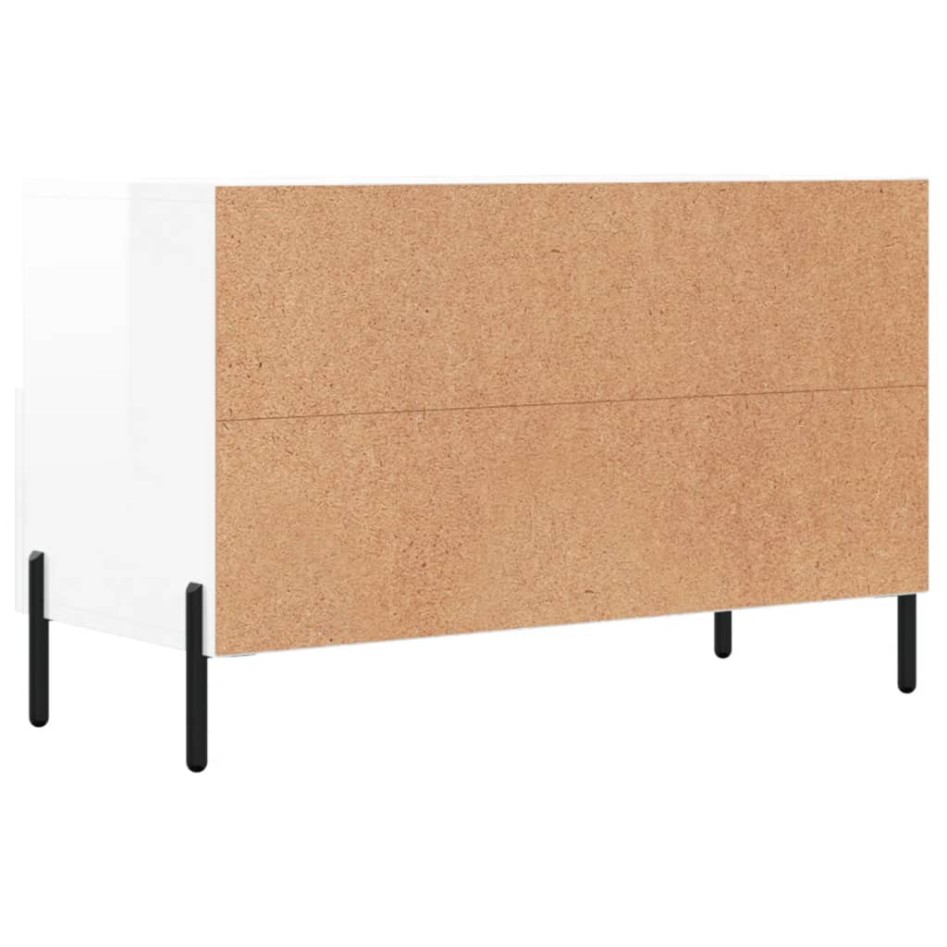 Mueble de TV madera contrachapada blanco brillo 80x36x50