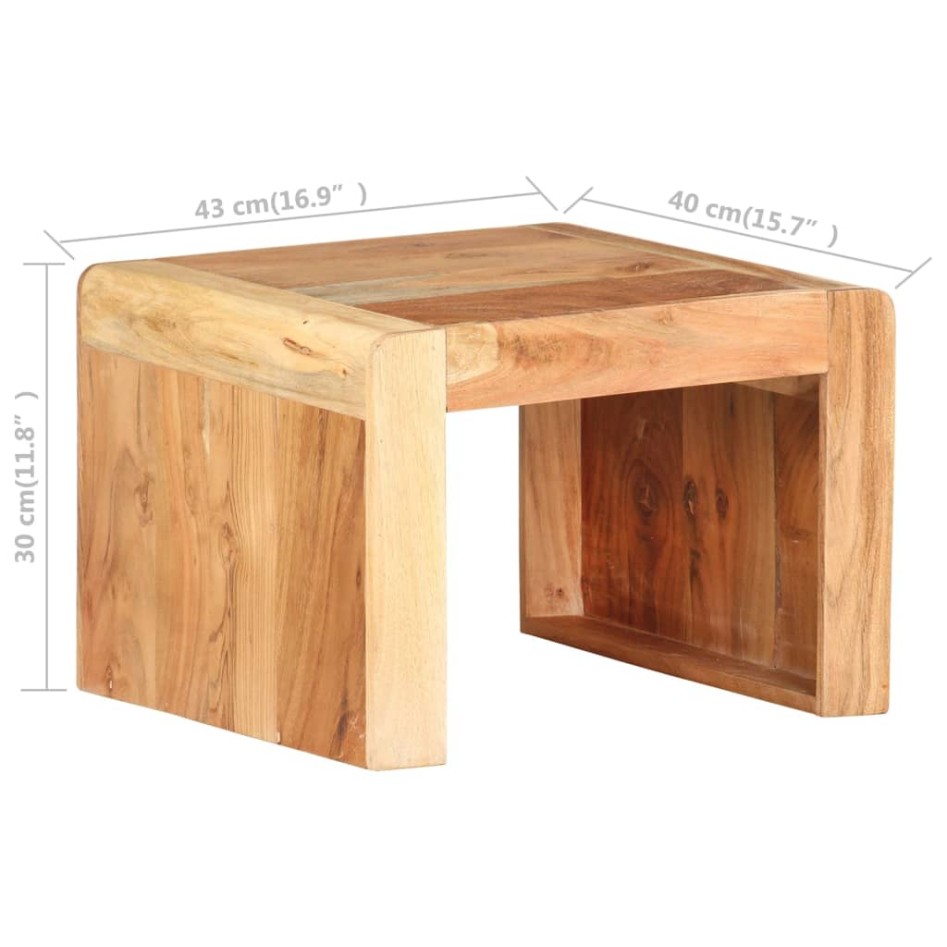 Mesa auxiliar de madera maciza de acacia 43x40x30