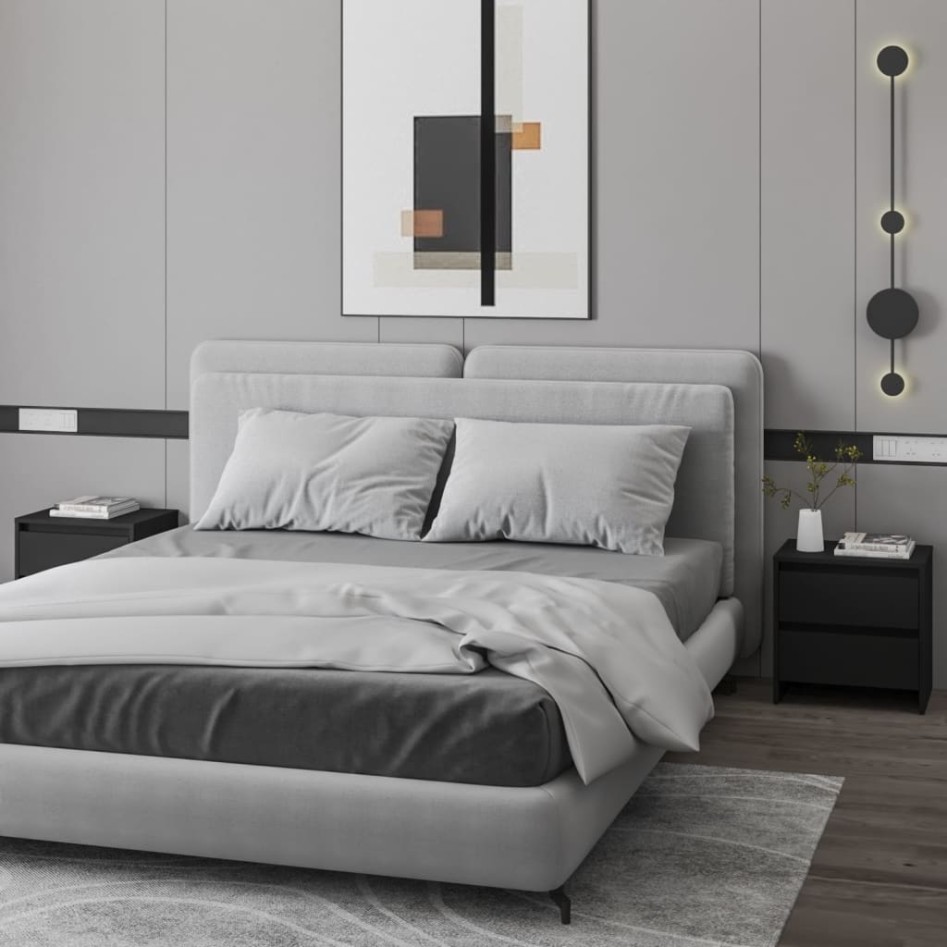 Mesitas de noche 2 uds madera ingeniería negro 45x34,5x44,5