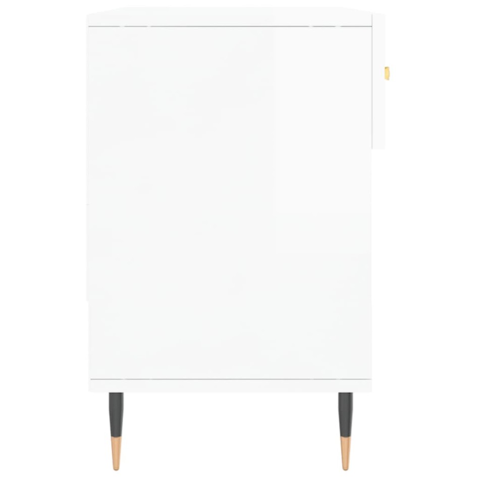 Banco zapatero madera de ingeniería blanco brillo 102x35x55