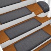 Alfombras de peldaños de escalera 15 uds gris oscuro 65x21x4 cm