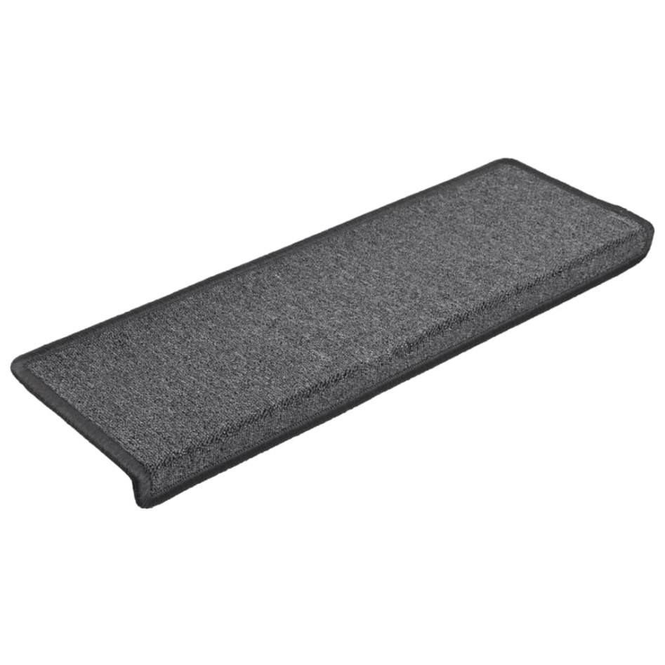 Alfombras de peldaños de escalera 15 uds gris oscuro 65x21x4