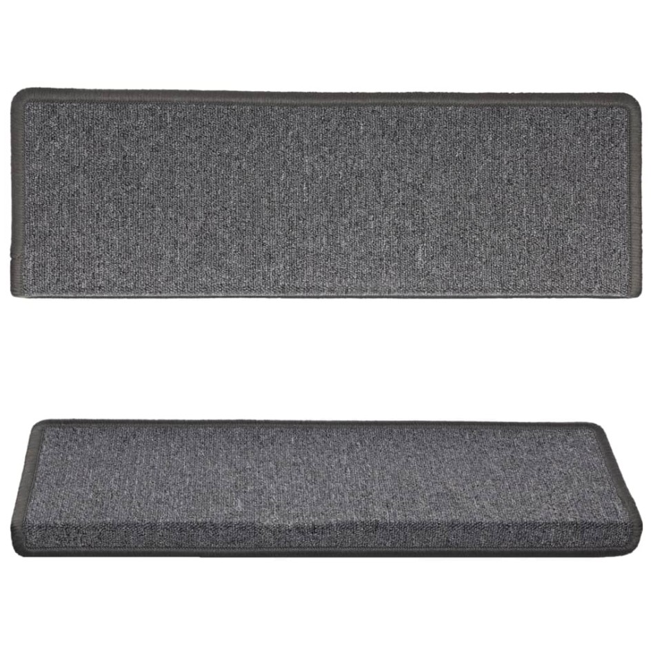Alfombras de peldaños de escalera 15 uds gris oscuro 65x21x4